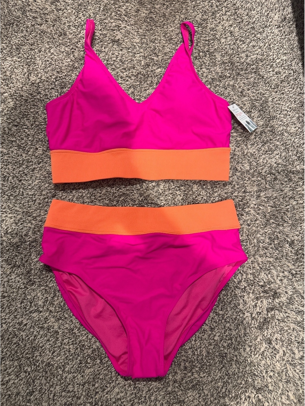 Pink and Orange Two-Piece Bikini Swimsuit Set XL